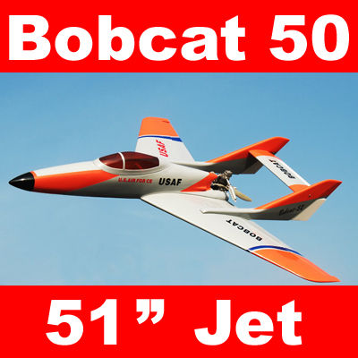 Bobcat 50 Pusher Prop Jet 51'' RC Airplane ARF Silver