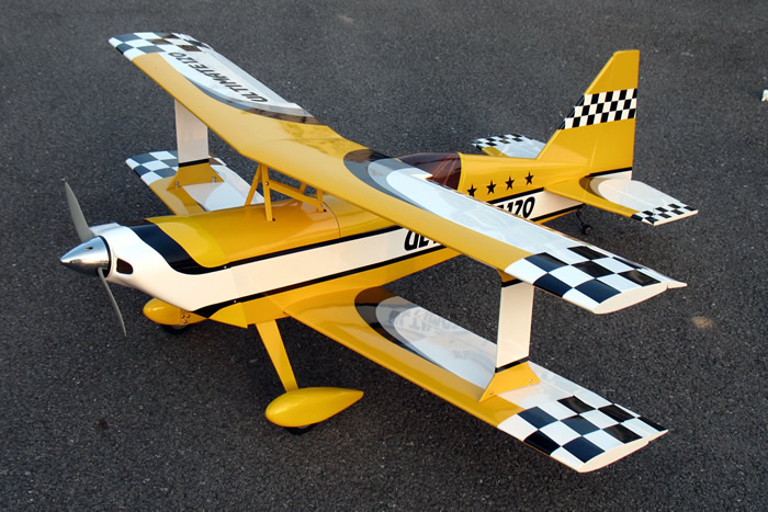 Ultimate 120 55'' Nitro Gas Bipe RC Airplane ARF Yellow, Missing Fuselage,  Good for Parts - General Hobby